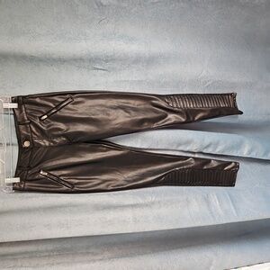 Black Pleather Moto Pants - Size Small